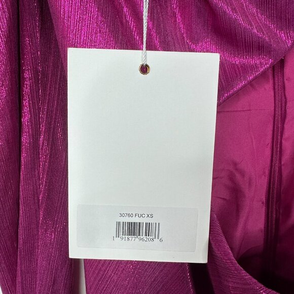 NWT Mac Duggal One-Shoulder Long Sleeve Cutout Gown Fuchsia XS #9808 - Picture 3 of 5